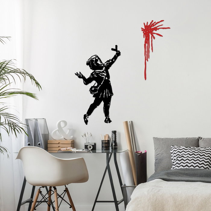 Wallity Banksy Metal 09 Escultura de pared negra
